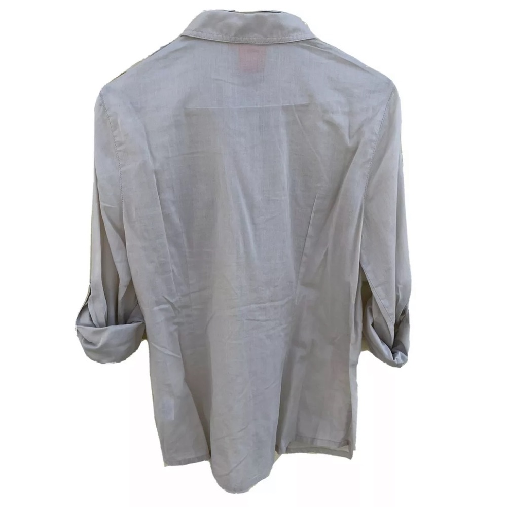 Tory Burch Women's Brigitte Tab Sleeve Button Down Shirt Blouse Semi Sheer Sz 8 - Picture 3 of 10